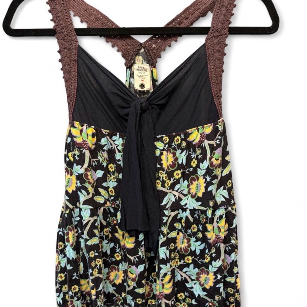 Free People Black Floral Tank Top